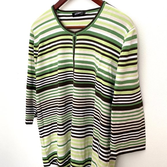 NWOT Green Stripe German Designer Sweater - Picture 8 of 9